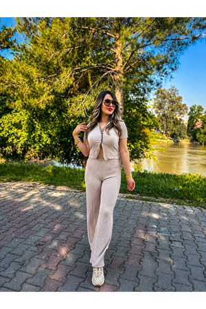 gofre takım-bej