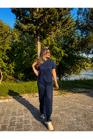 oysho taşlı basic kadın ikili takım-koyu lacivert