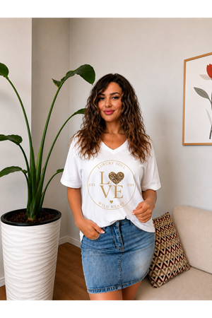 love luxury soul baskılı kadın tişört-beyaz