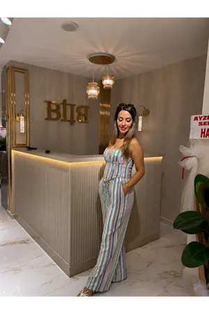 büstiyerli pantolon takım -renkli