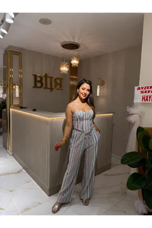 büstiyerli pantolon takım -renkli