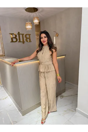 halter yaka gold düğmeli ikili takım-vizon