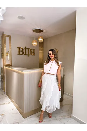 qstyle astarlı fırfırlı midi etek-beyaz 