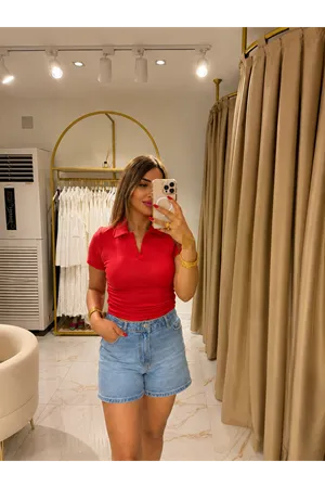 Dilvin polo yaka top-kırmızı