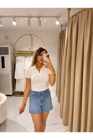 Dilvin polo yaka top-ekru