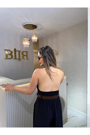 dilvin degaje yaka sırt dekolteli kolsuz bluz-siyah