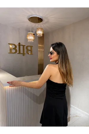 dilvin arka bölümü lastikli kısa elbise-siyah