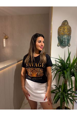 savage leopar tişört-siyah