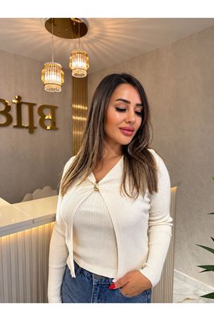 qustyle gold detay atletli takım-ekru
