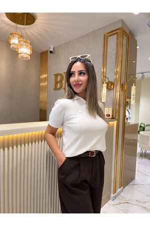 qustyle polo yaka kazak-krem