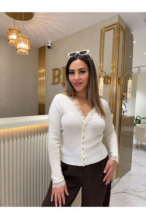 qustyle dantelli hırka-krem