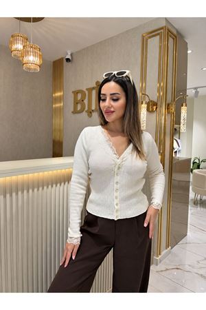 qustyle dantelli hırka-krem