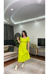 MİDİ GİPELİ ELBİSE-NEONYEŞİL
