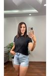 BÜZGÜLÜ BASİC TSHİRT-SİYAH