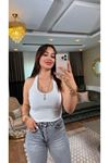 dilvin sırt dekolteli fitilli crop-beyaz