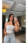 dilvin straplez crop-beyaz