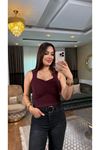 dilvin büzgü detaylı triko bluz-bordo