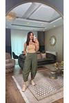 gabardin çımalı şalvar pantolon-haki