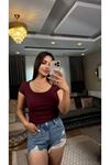 dilvin bisiklet yaka fitilli tişört-bordo