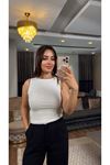 dilvin kontrast detaylı askıı bluz-ekru