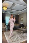 kalpli düğmeli süet pijama takımı-beyaz