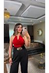 kolye detay bodysuit-kırmızı