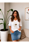 love luxury soul baskılı kadın tişört-beyaz
