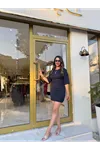 yanı büzgülü basic elbise- lacivert