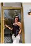 Dilvin askılı dantel top-koyu kahve