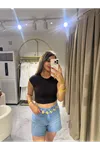 pamuk ve modal karışımlı crop top-koyukahve