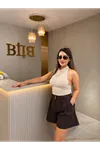 dilvin degaje yaka arkası örgü detaylı bluz- taş