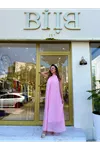 msperry güpür detay yaka bağcıklı elbise-pembe