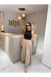 msperry kemerli pileli pantolon-bej