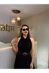 dilvin degaje yaka sırt dekolteli kolsuz bluz-siyah