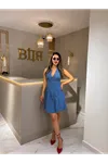 dilvin troklu tencel elbise-mavi