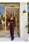 qustyle bağlamalı takım-kahverengi